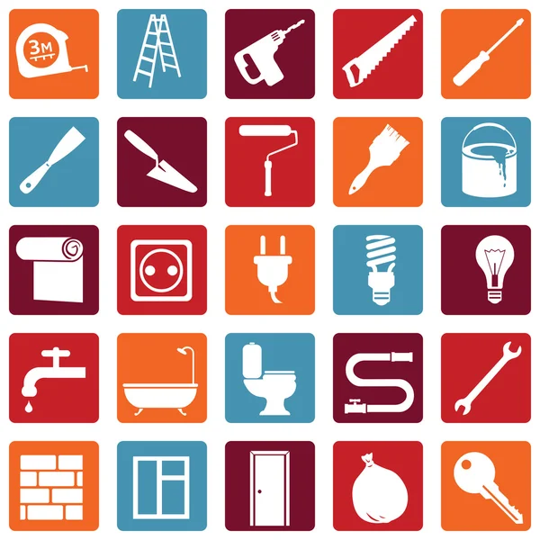 Set of  Construction and Decoration Icons — Stock Vector