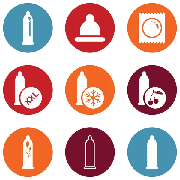 Set of Condom Icons. — Stock Vector