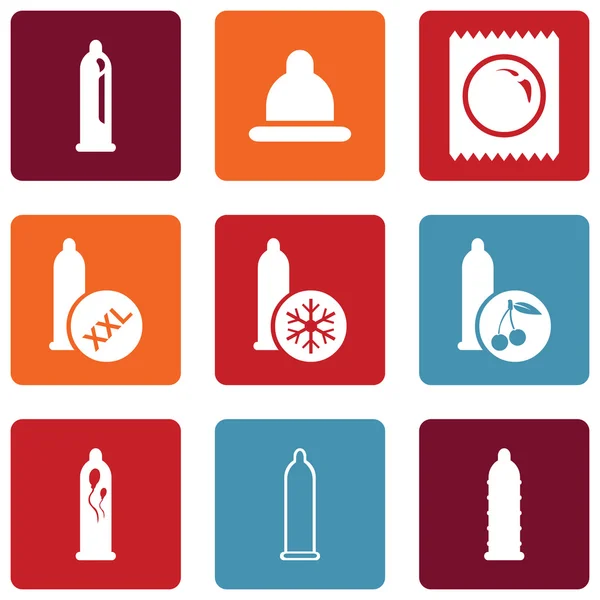 Set of Condom Icons. — Stock Vector