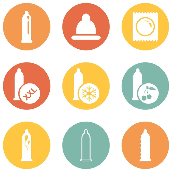 Set of Condom Icons. — Stock Vector