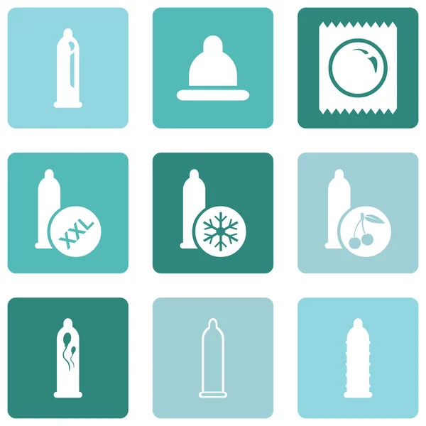 Set di icone del preservativo . — Vettoriale Stock