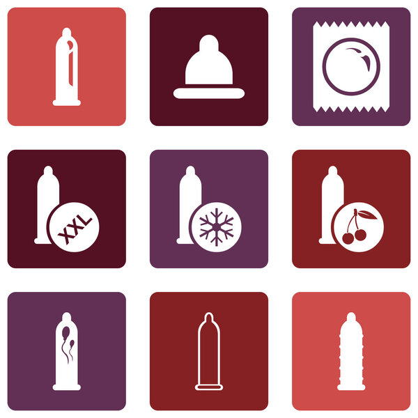 Set of Condom Icons.