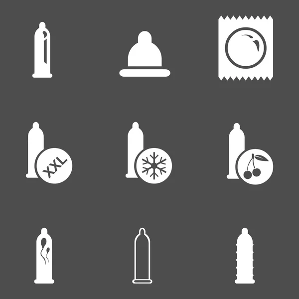 Conjunto de iconos de condón . — Vector de stock