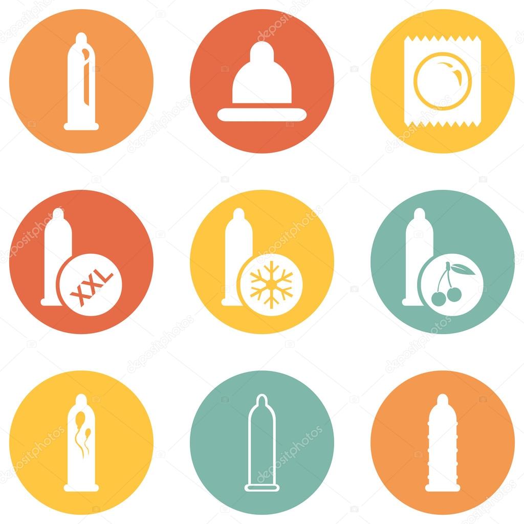 Set of Condom Icons.