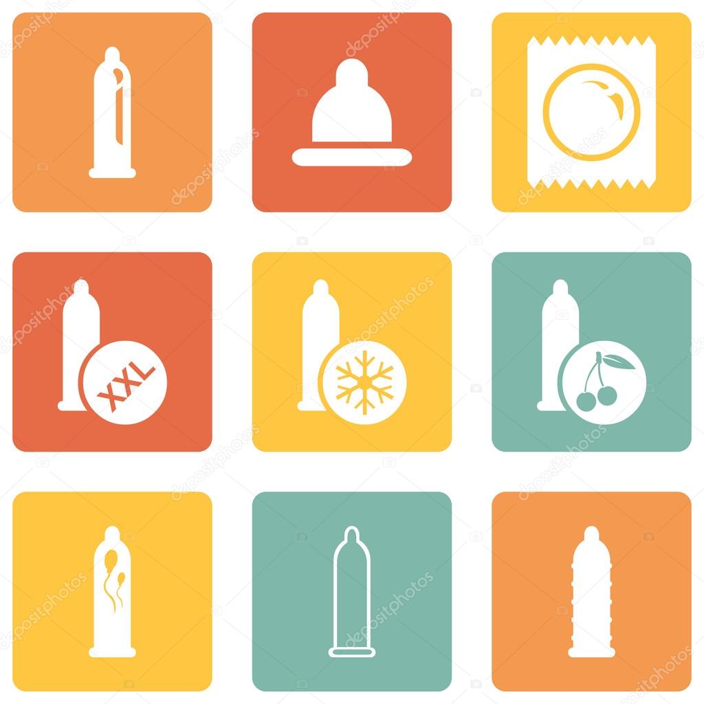 Set of Condom Icons.