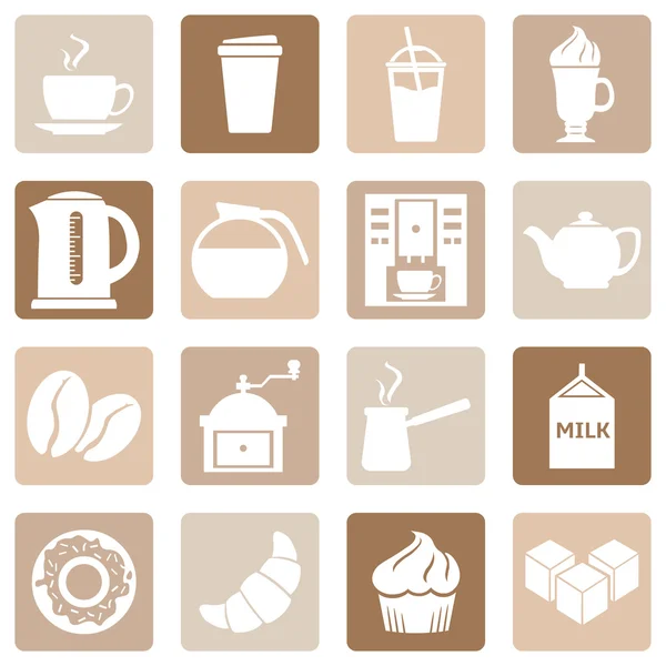 Iconos de la cafetería . — Vector de stock