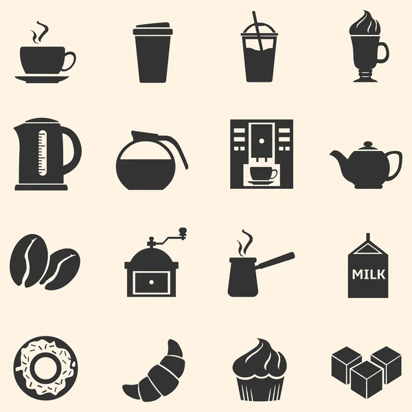 Icone della caffetteria . — Vettoriale Stock