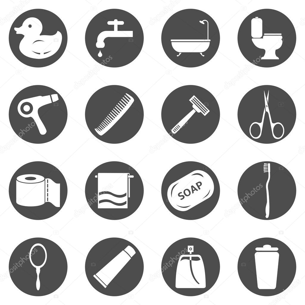 Vector Set of Bathroom and Hygiene Icons.
