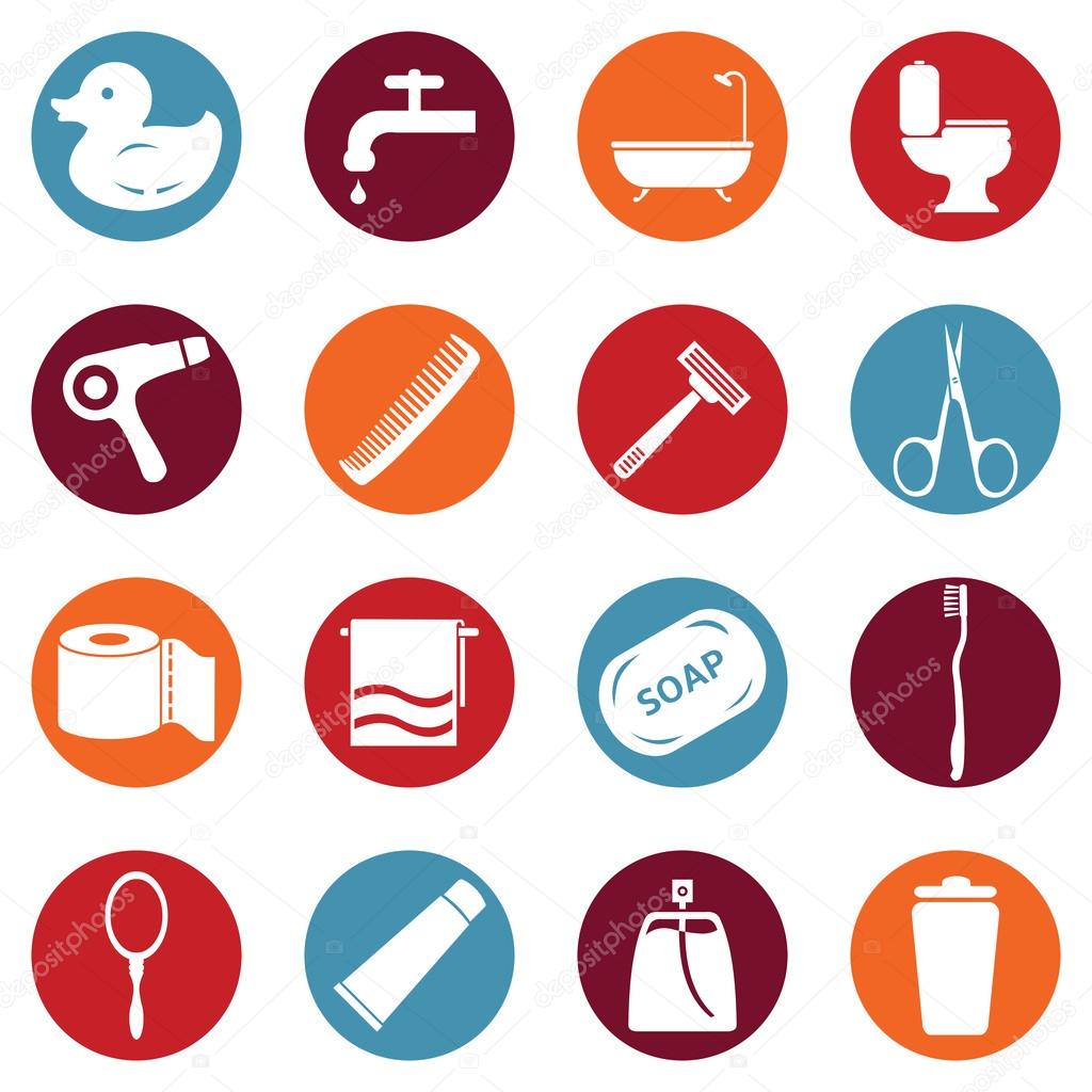 Vector Set of Bathroom and Hygiene Icons.