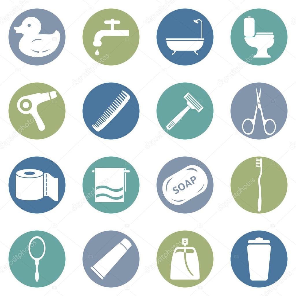 Vector Set of Bathroom and Hygiene Icons.