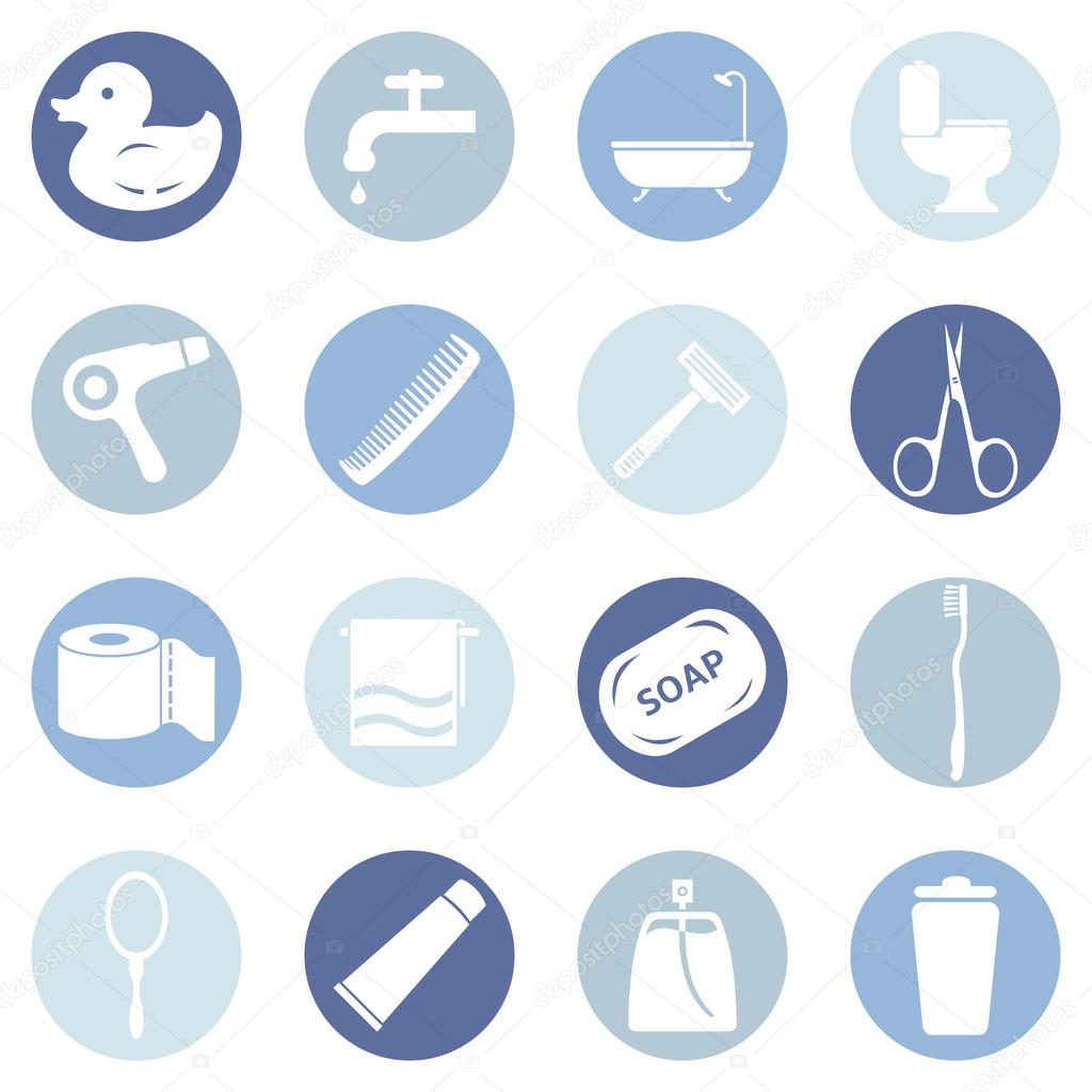 Vector Set of Bathroom and Hygiene Icons.