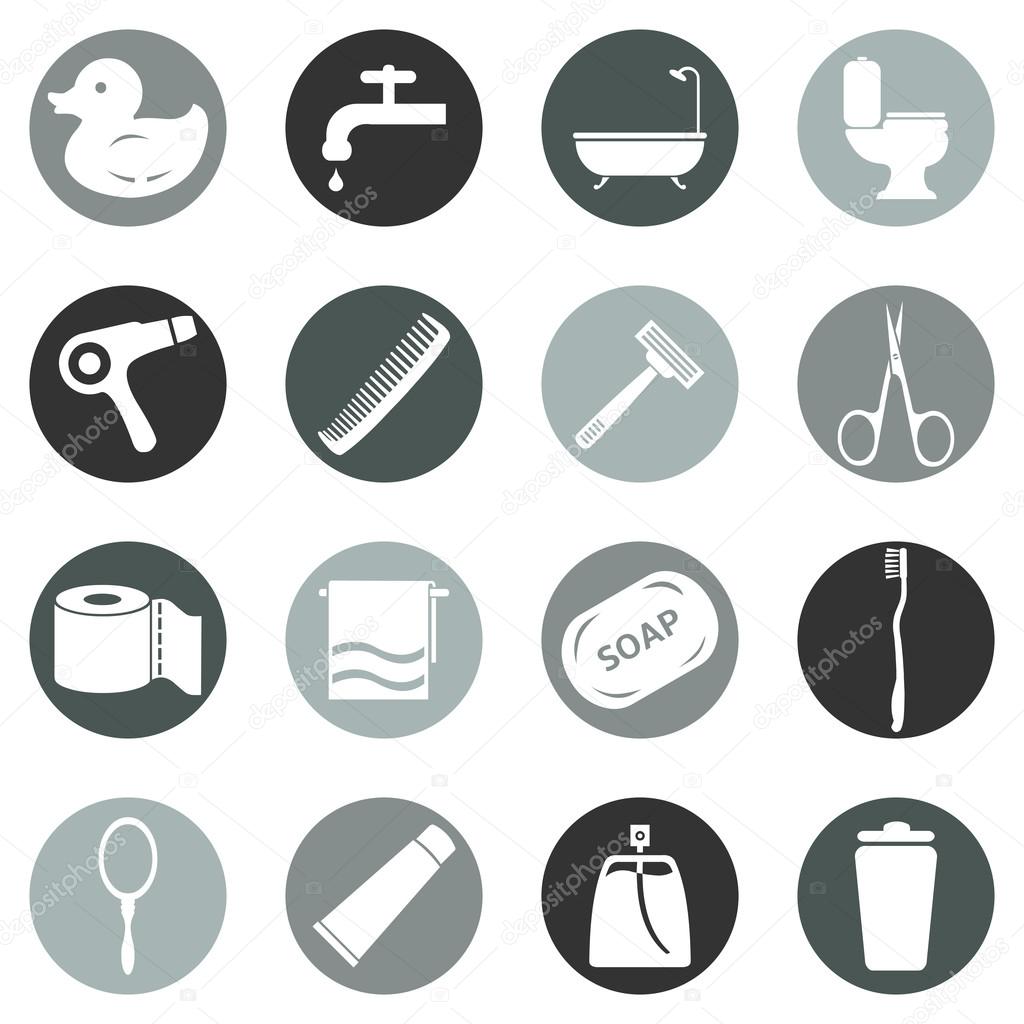 Vector Set of Bathroom and Hygiene Icons.