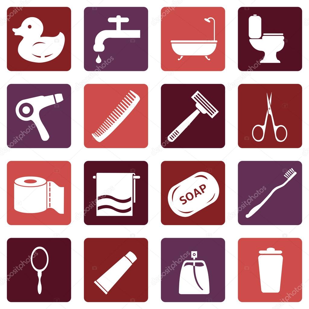 Vector Set of Bathroom and Hygiene Icons.