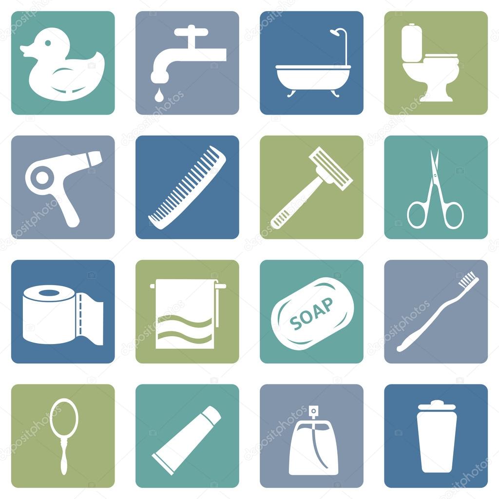 Vector Set of Bathroom and Hygiene Icons.