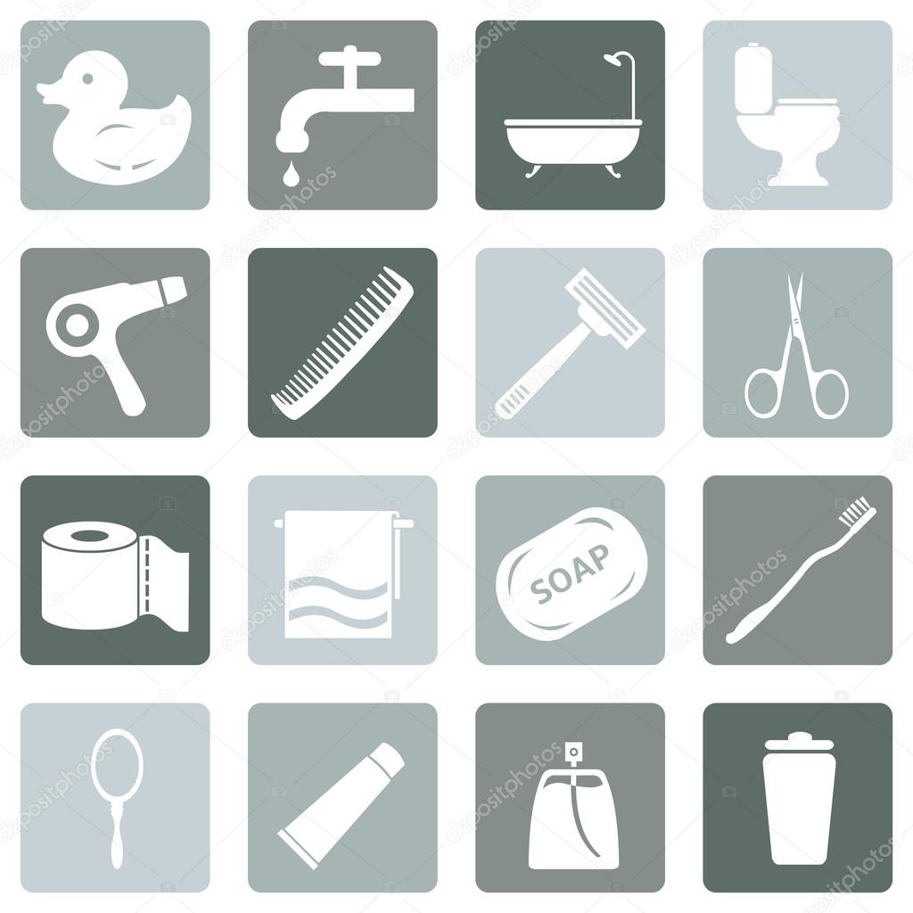 Vector Set of Bathroom and Hygiene Icons.