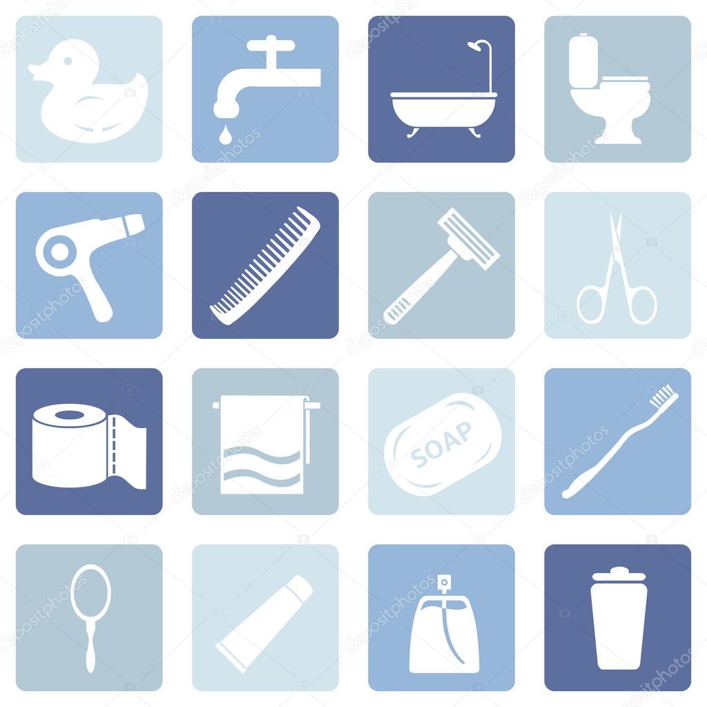 Vector Set of Bathroom and Hygiene Icons.
