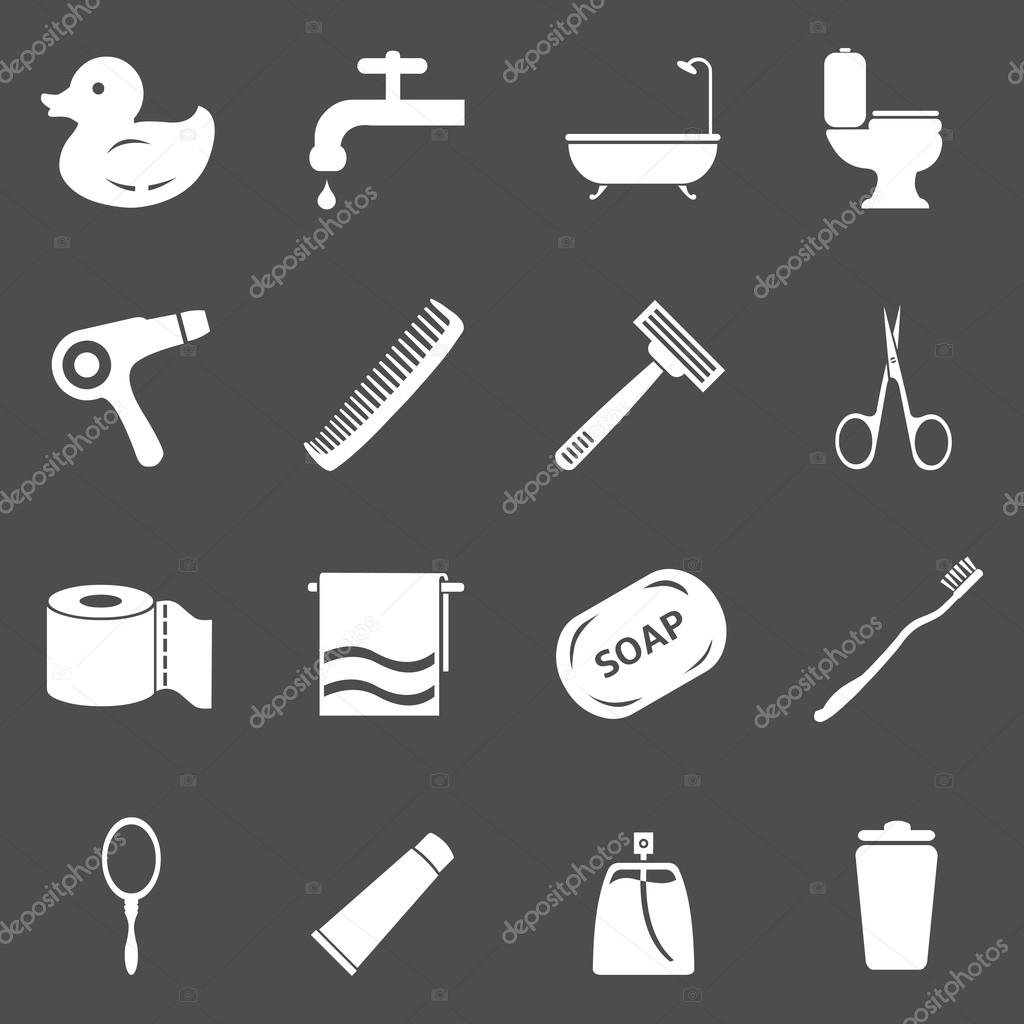 Vector Set of Bathroom and Hygiene Icons.
