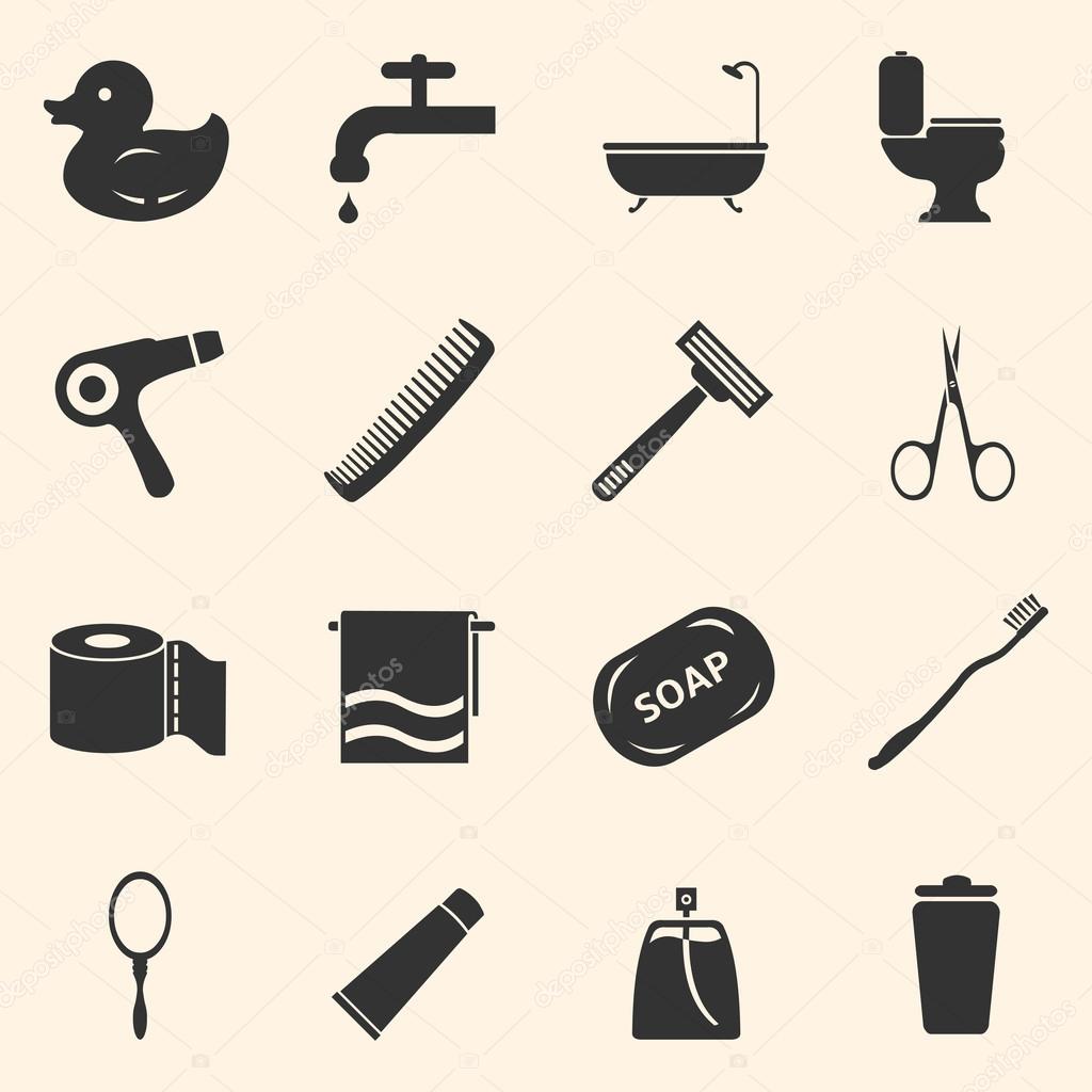 Vector Set of Bathroom and Hygiene Icons.