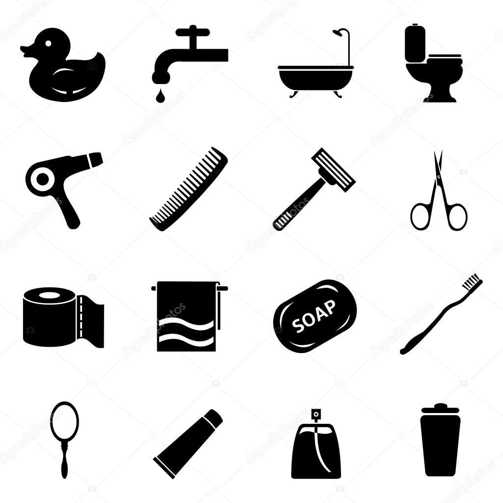 Vector Set of Bathroom and Hygiene Icons.