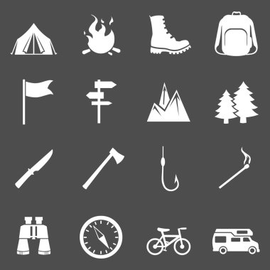 Yürüyüş ve kamp simgeler kümesi
