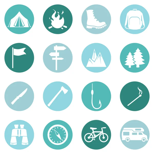 Set of Hiking and Camping icons — Stock Vector