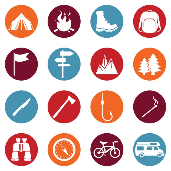 Set of Hiking and Camping icons — Stock Vector