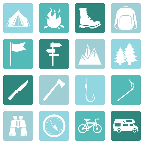 Set of Hiking and Camping icons — Stock Vector