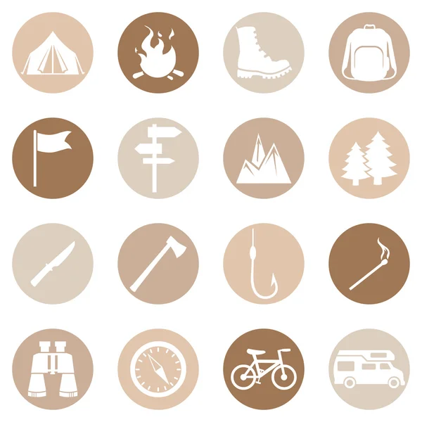 Set of Hiking and Camping icons — Stock Vector