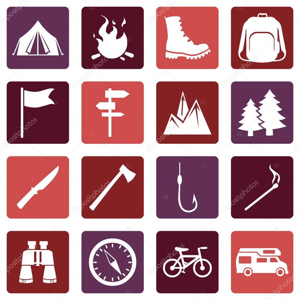 Vector Set of Hiking and Camping icons