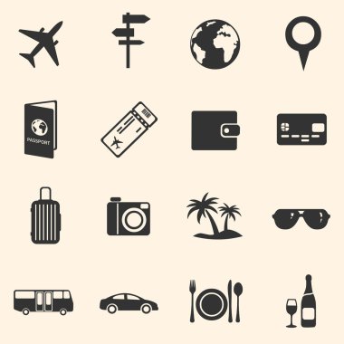 Seyahat ve tatil simgeler kümesi