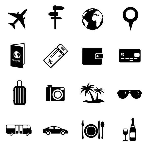 Conjunto de iconos de viajes y vacaciones — Archivo Imágenes Vectoriales