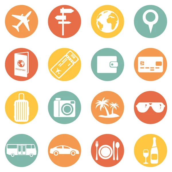 Conjunto de iconos de viajes y vacaciones — Vector de stock