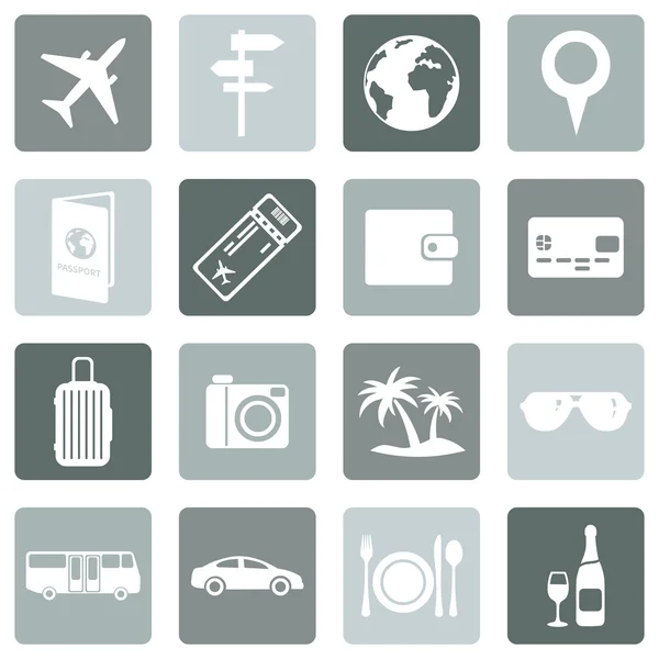 Conjunto de iconos de viajes y vacaciones — Vector de stock