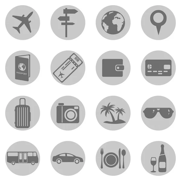 Conjunto de iconos de viajes y vacaciones — Vector de stock