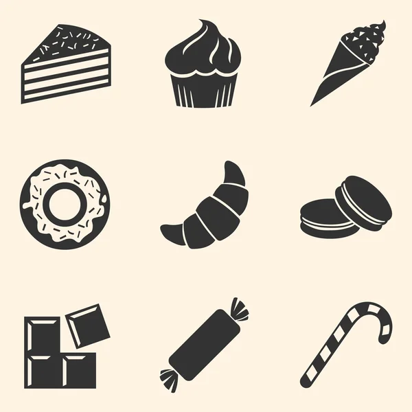 Conjunto de iconos de postre — Vector de stock