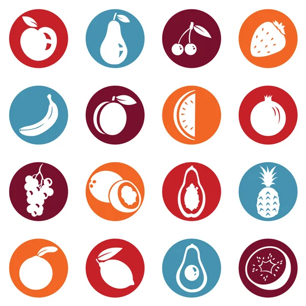 Conjunto de iconos de frutas — Vector de stock