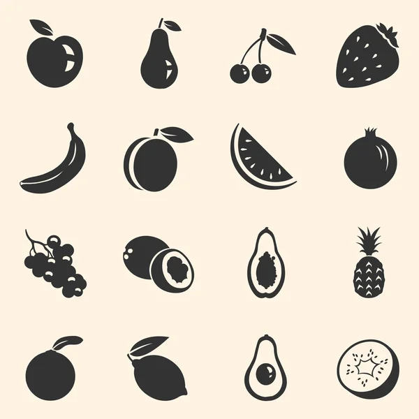 Conjunto de iconos de frutas — Archivo Imágenes Vectoriales