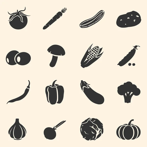 Набор овощных икон — стоковый вектор