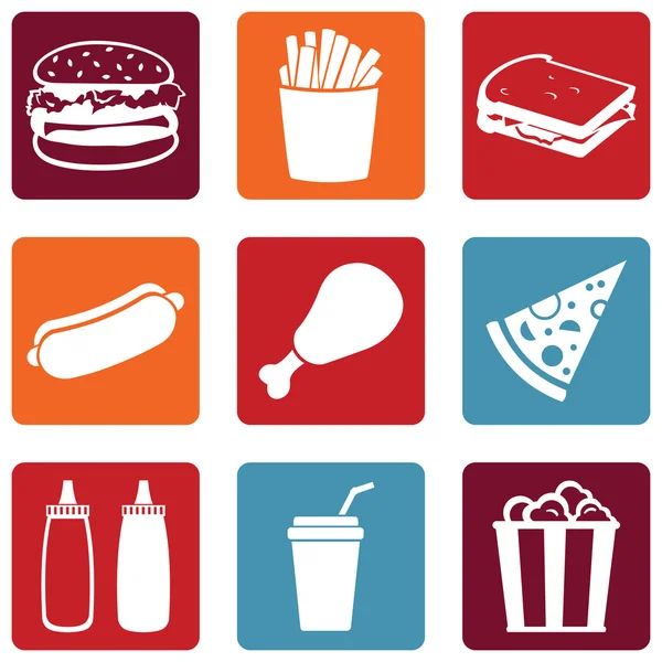 Set van fast food pictogrammen — Stockvector