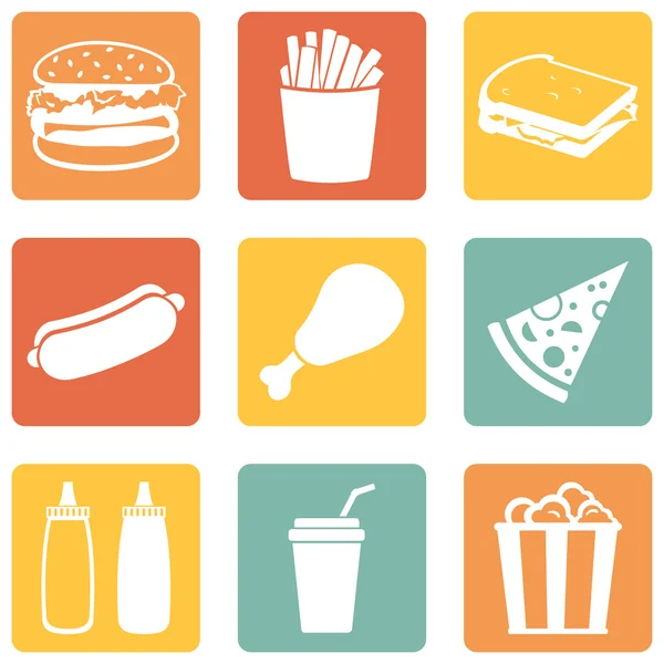 Conjunto de iconos de comida rápida — Vector de stock