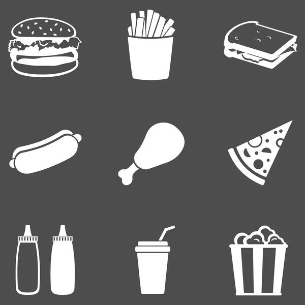 Set ikon makanan cepat saji - Stok Vektor