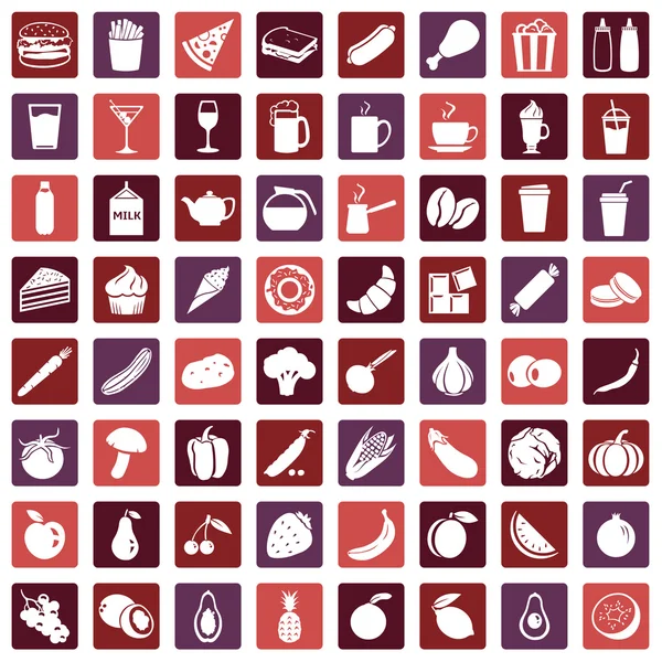 Комплект из 64 пищевых икон — стоковый вектор
