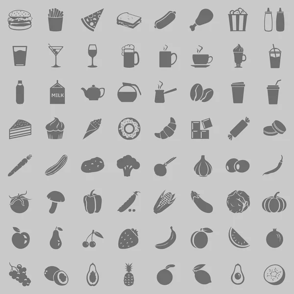 Zestaw 64 ikony żywności — Wektor stockowy