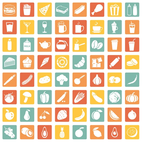 Conjunto de 64 iconos alimentarios — Archivo Imágenes Vectoriales