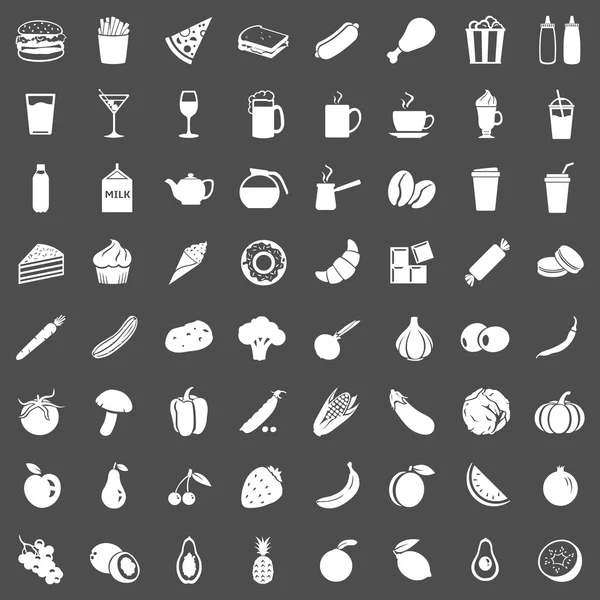 Set of 64 Food Icons — Stock Vector