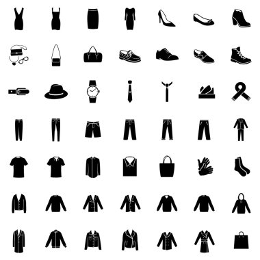 Set of 49 Clothes Icons clipart