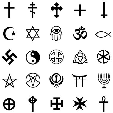 Set of religious symbols