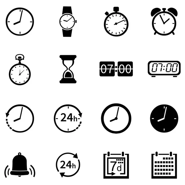 Set of 16 Time Icons — Stock Vector
