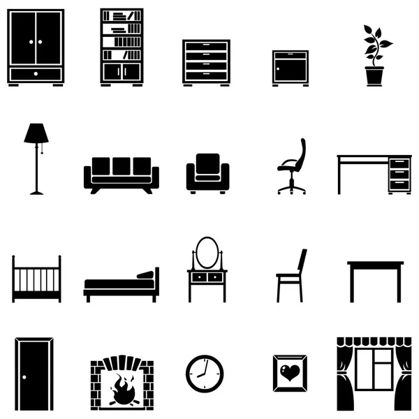 Conjunto de 20 iconos de muebles — Vector de stock