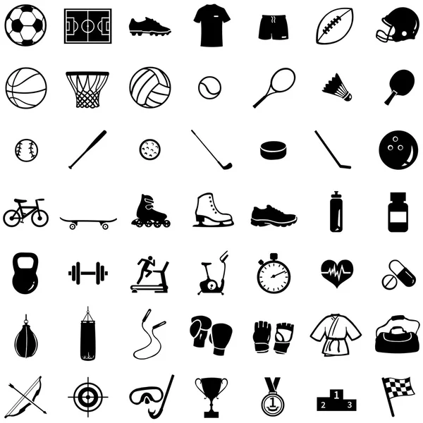 Set di 49 icone per negozio sportivo Illustrazioni Stock Royalty Free